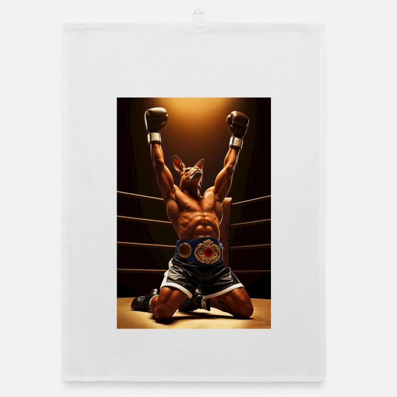 Champion Kangaroo Humanoid Boxer Organic dish towel