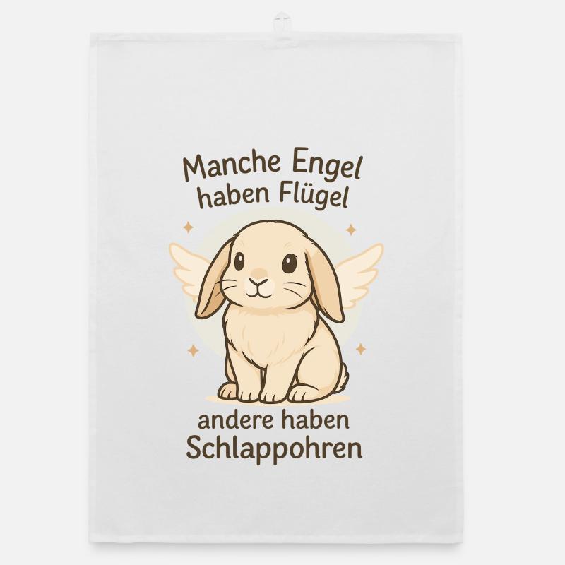 Rabbits, Dwarf Rams, Angels, Wings, Floppy Ears Organic dish towel