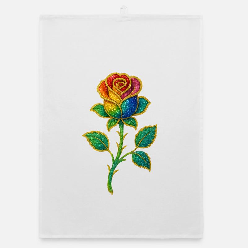 Regenbogen-Glitzer-Rosen-Design Organic Geschirrtuch