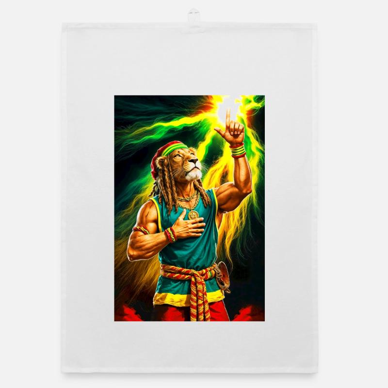 Rastafarian Humanoid Lion Organic dish towel