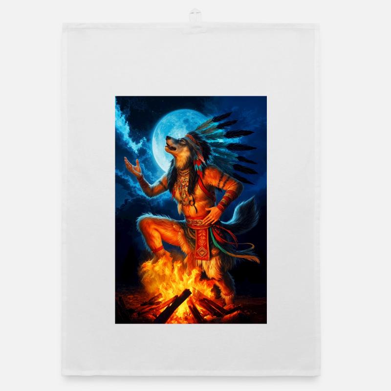 Humanoid Shaman Wolf Organic dish towel