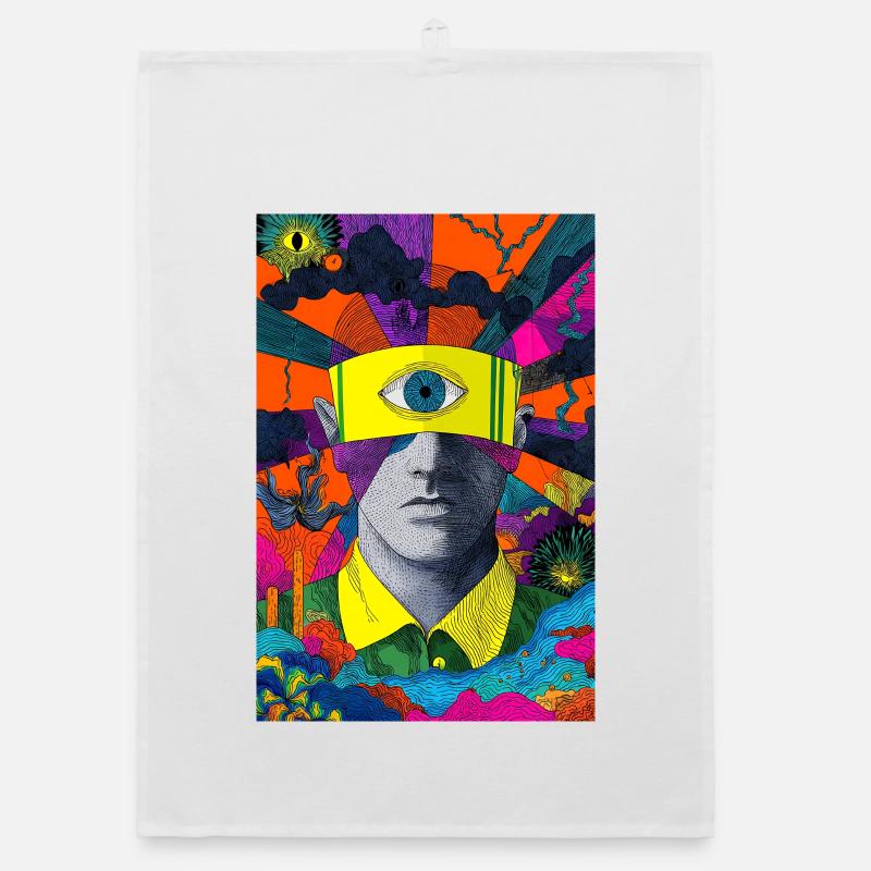 Visionäres Gesicht mit hypnotischem Blick Organic Geschirrtuch