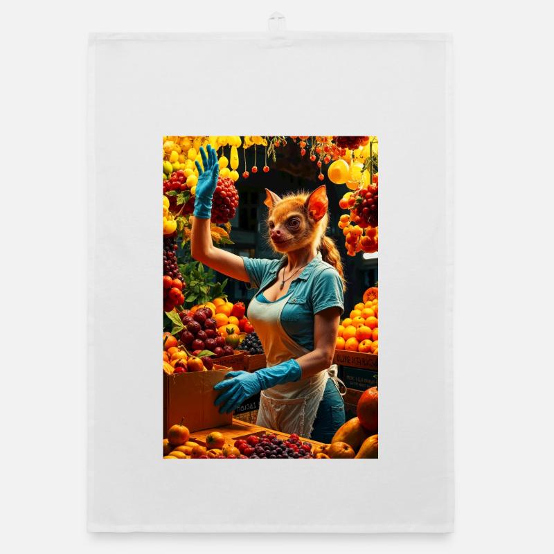 Humanoid Fruit Bat Organic dish towel