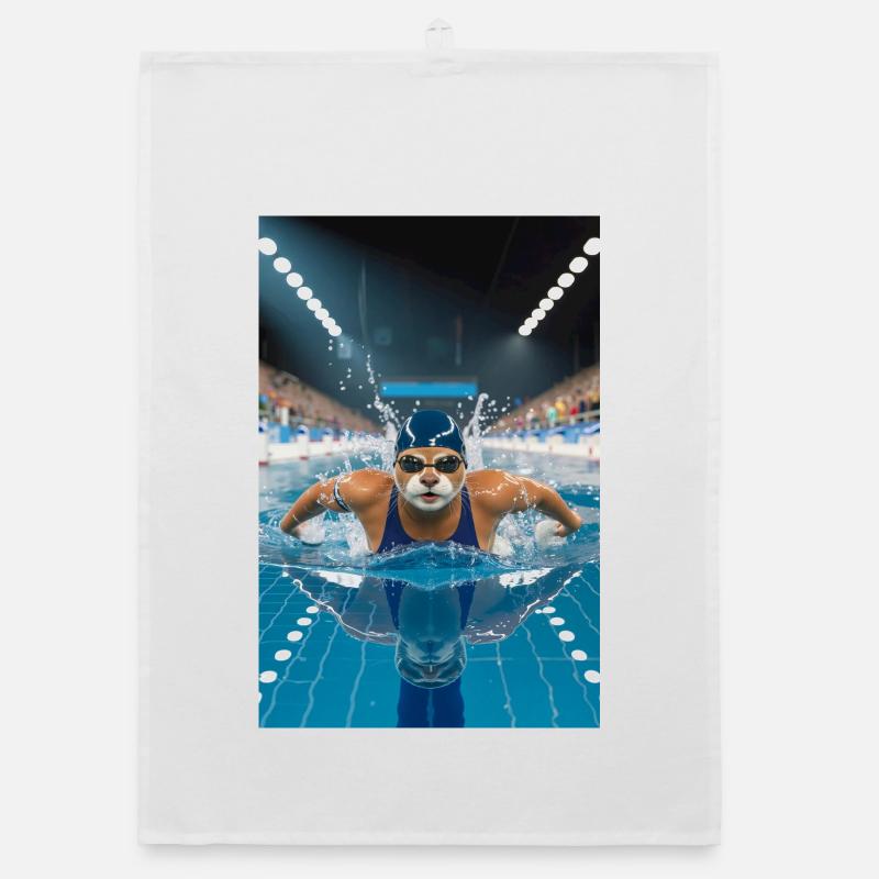 Humanoid Otter in Pool Organic dish towel