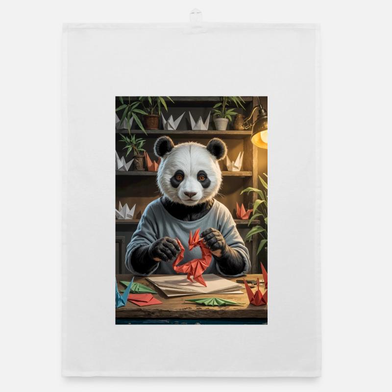 Origami Humanoider Panda Organic Geschirrtuch