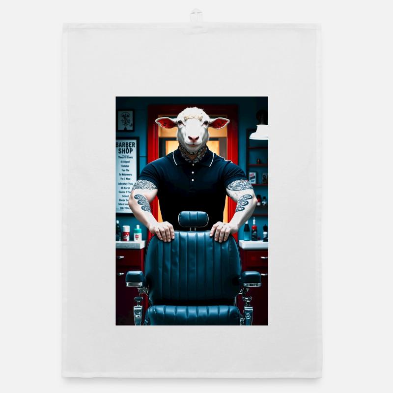 Humanoider Schaf Barbier Organic Geschirrtuch