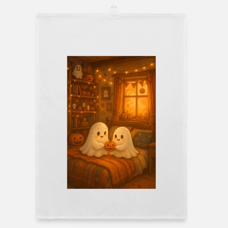 Cute Halloween Ghosts Organic dish towel