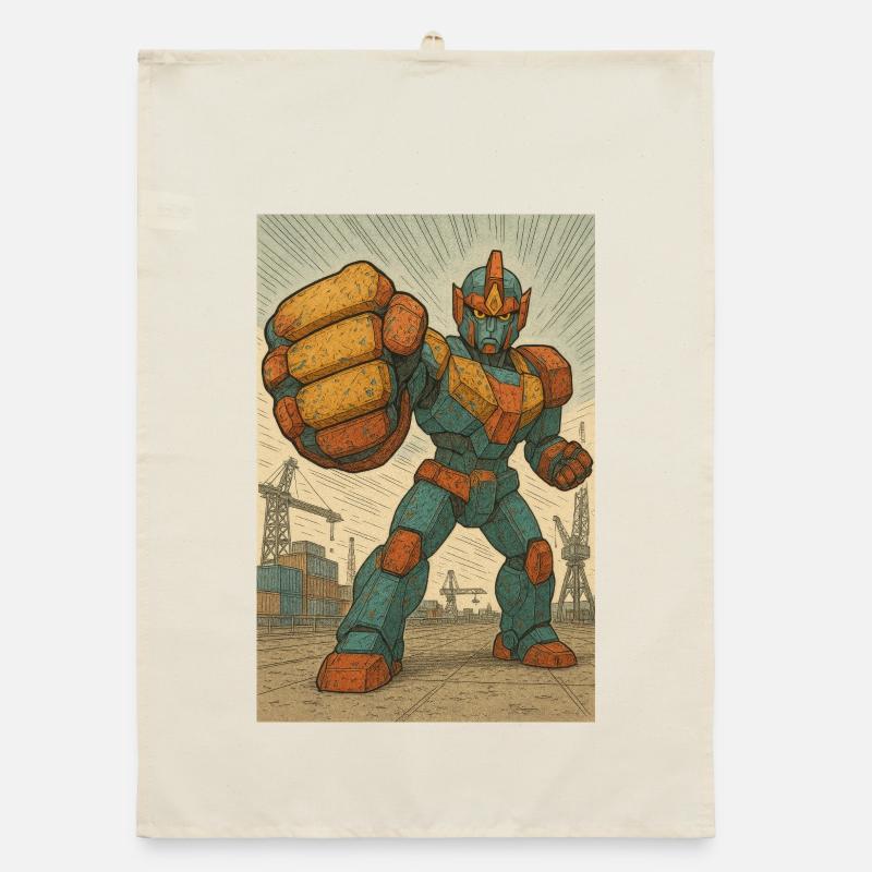Robot Fight Stance in Docks Organic dish towel
