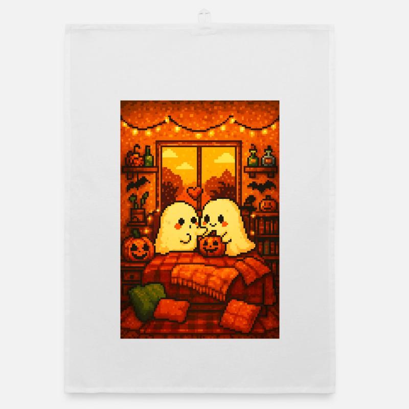 Cute Ghosts Pixel Art Organic dish towel