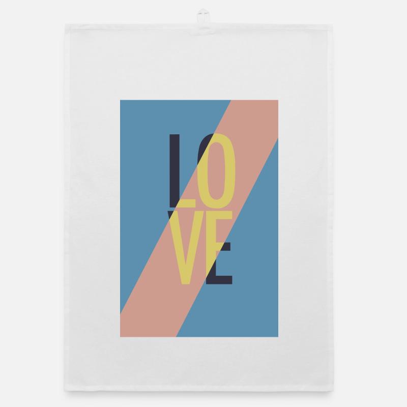 Message d’amour moderne avec design abstrait Torchon bio