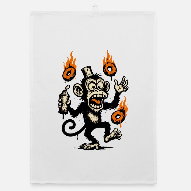 Fiery Monkey with Magic Talisman Organic dish towel