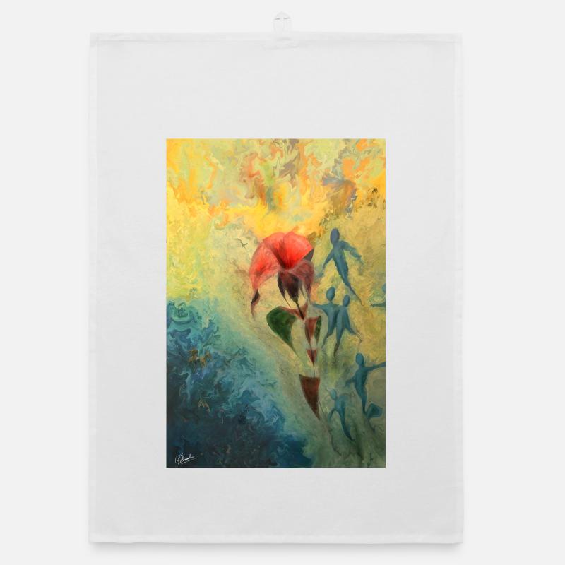 Abstract Floral Scene Organic dish towel