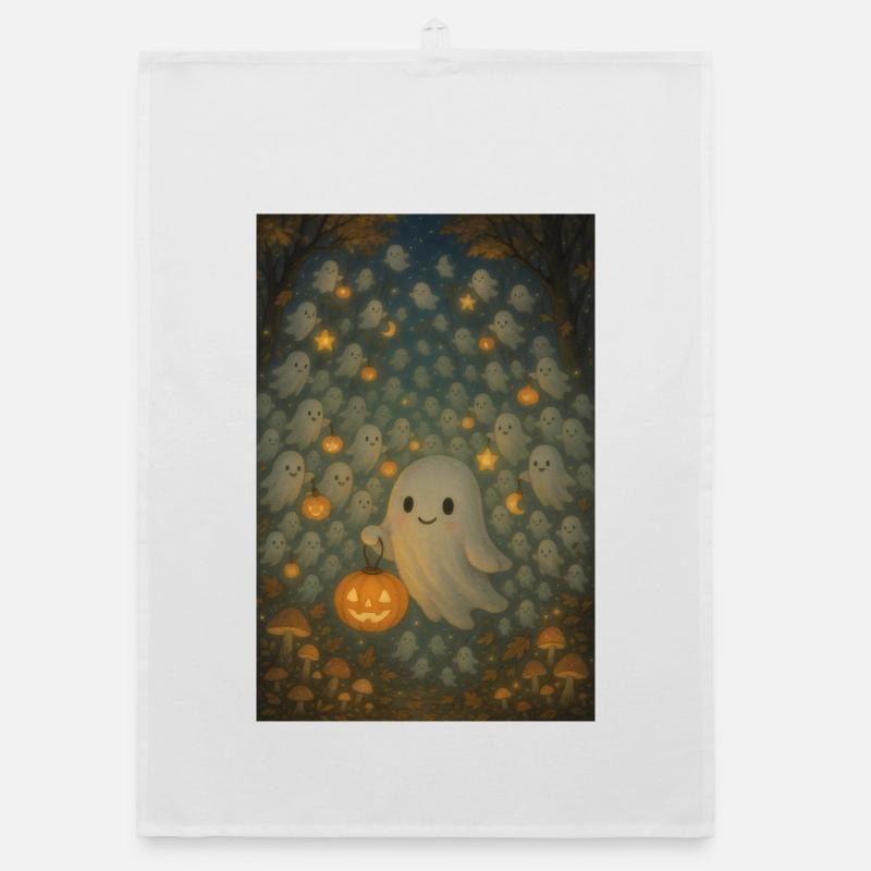 Halloween Ghosts and Ghosts Organic dish towel