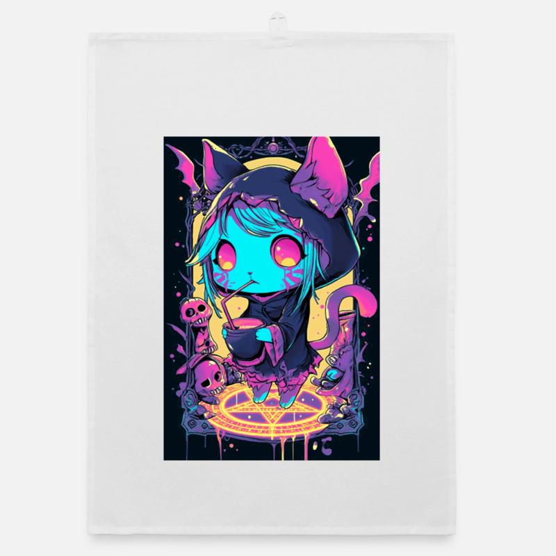 Sweat à capuche Neon Cat Magic | Chat punk Torchon bio