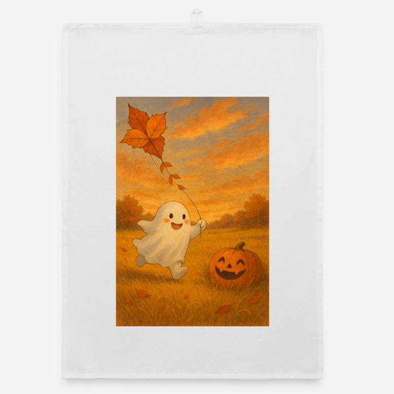 Fantôme d’automne avec citrouille Torchon bio