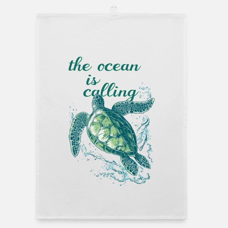 the ocean is calling - Sea Turtle Organic dish towel