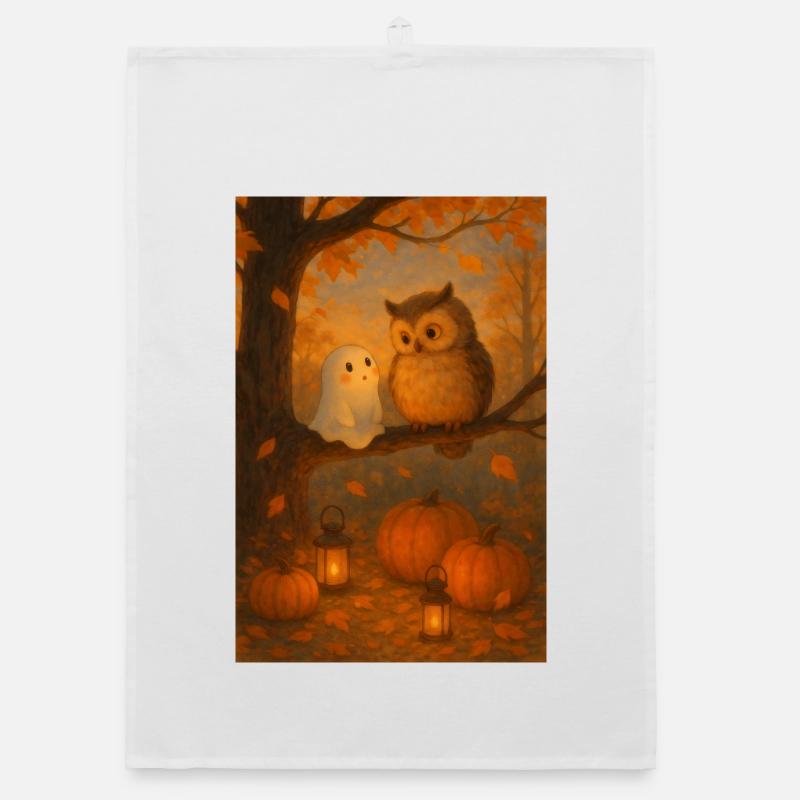 Gespenst mit süßer Eule Organic Geschirrtuch