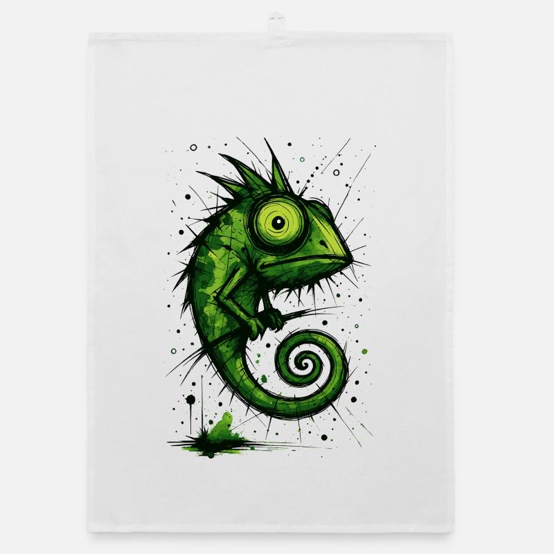 Drôle de caméléon avec de grands yeux – splash Torchon bio