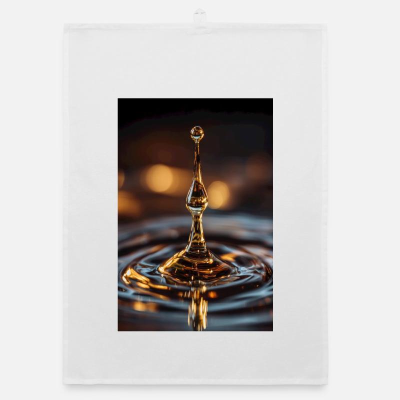 Goldener Wassertropfen-Spritzer - Organic Geschirrtuch - Weiß