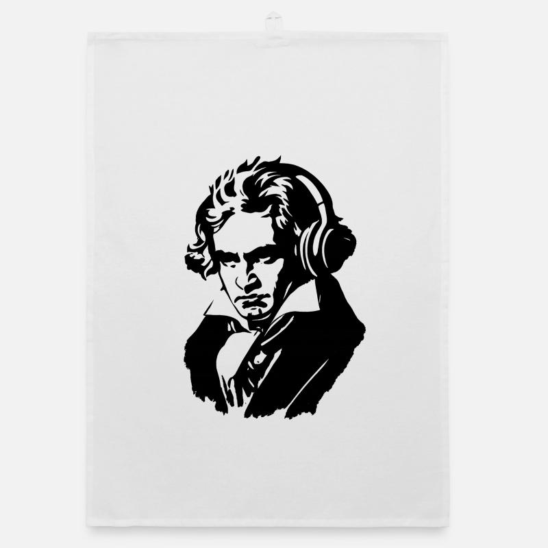 Ludwig van Beethoven mit Kopfhörern Organic Geschirrtuch