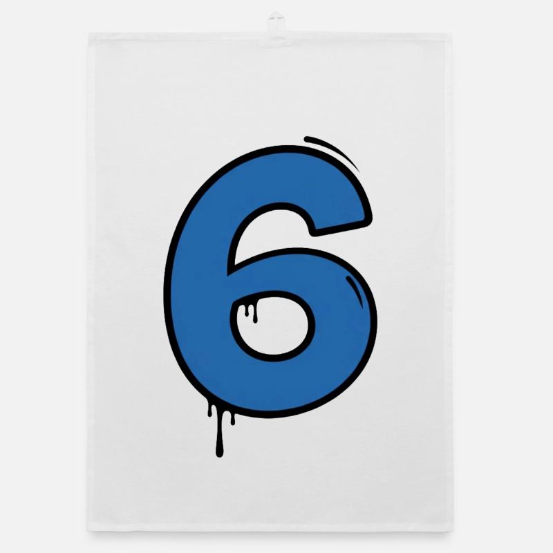 Graffiti Digit 6 Blue Organic dish towel