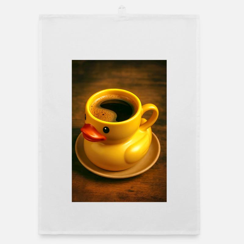 Bath duck as a coffee cup Organic dish towel