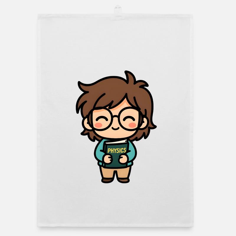 Little physics hero with book Organic dish towel