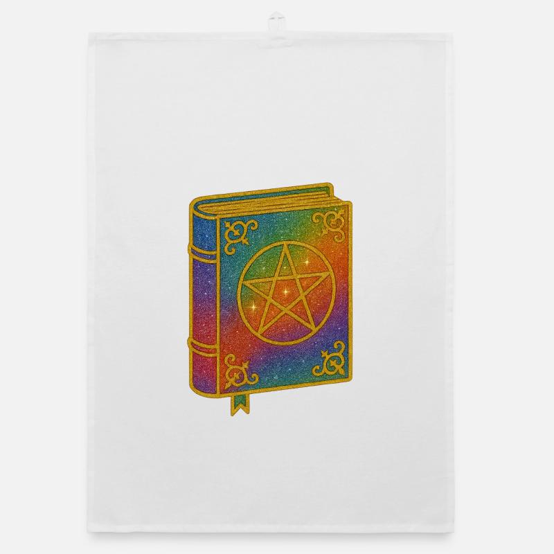 Witch Book | Star Book with Pentagram Organic dish towel
