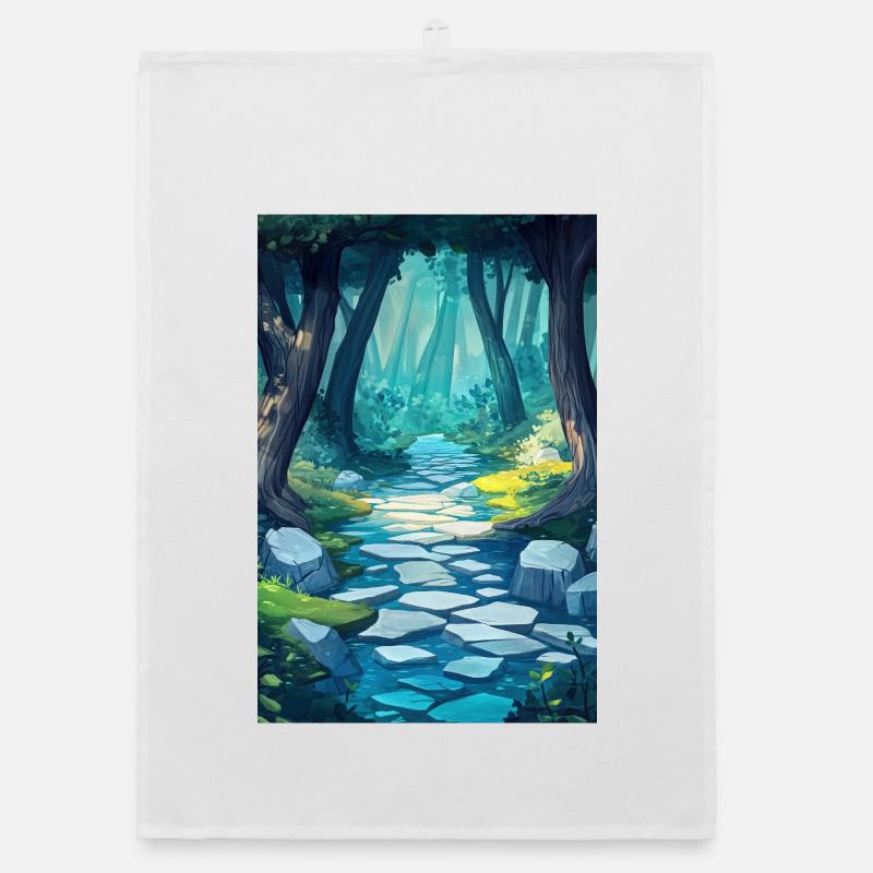 Illustration einer Waldlandschaft Organic Geschirrtuch