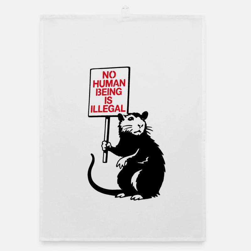 No Human Being is Illegal - Organic Geschirrtuch - Weiß