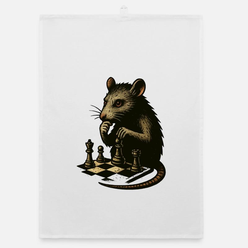 Rat en tant que maître d’échecs Vintage Torchon bio