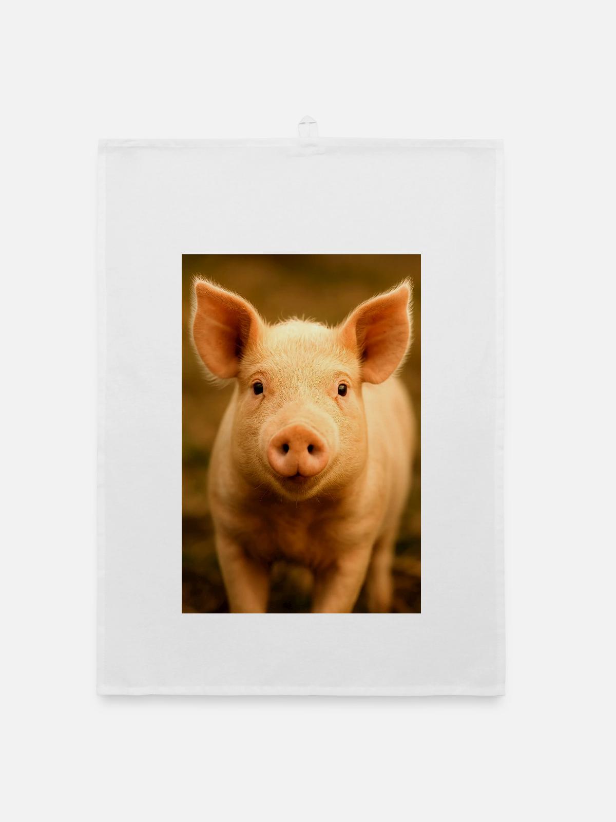Tier, Schwein - Organic Geschirrtuch - Weiß - Vorne