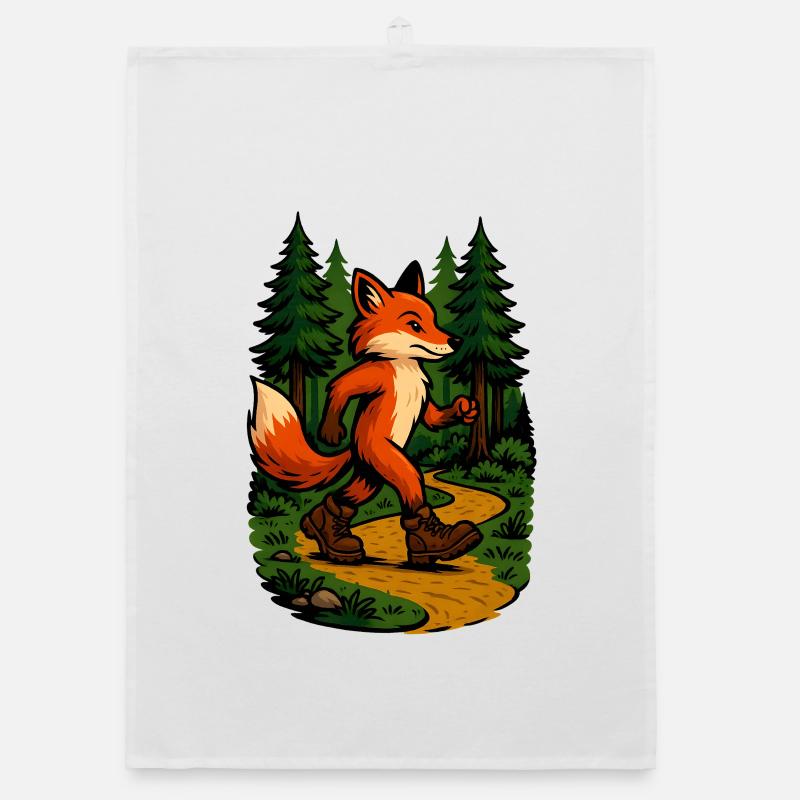 Wandernder Fuchs im Wald Organic Geschirrtuch