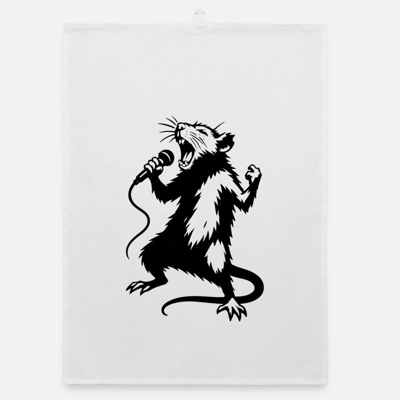 Rat Singer with Microphone Organic dish towel