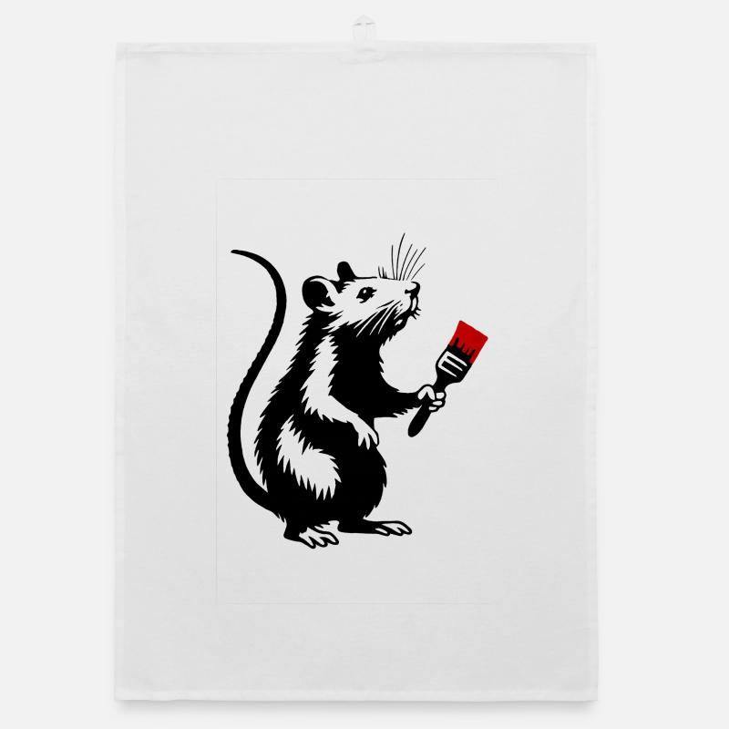 Rodent with Red Brush | Personalize Organic dish towel