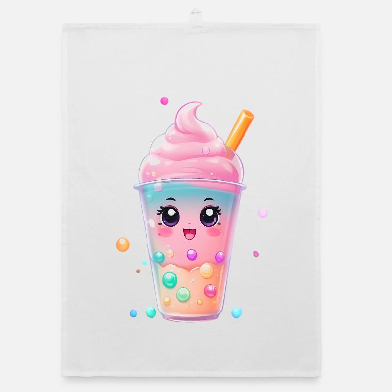 Kawaii Bubble Tea Mug Pastel Organic dish towel