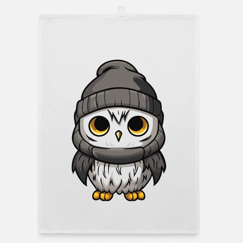 Owl Comic Winter Cozy Organic dish towel