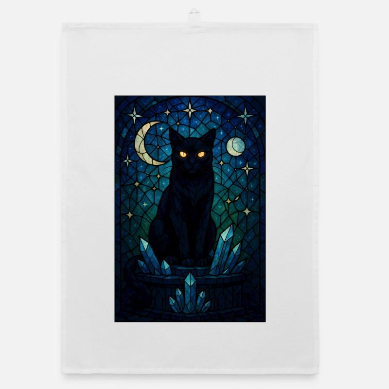 Midnight Cat Crystal Prism Organic dish towel
