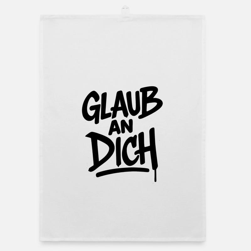 Glaub an Dich – Mut Spruch Organic Geschirrtuch