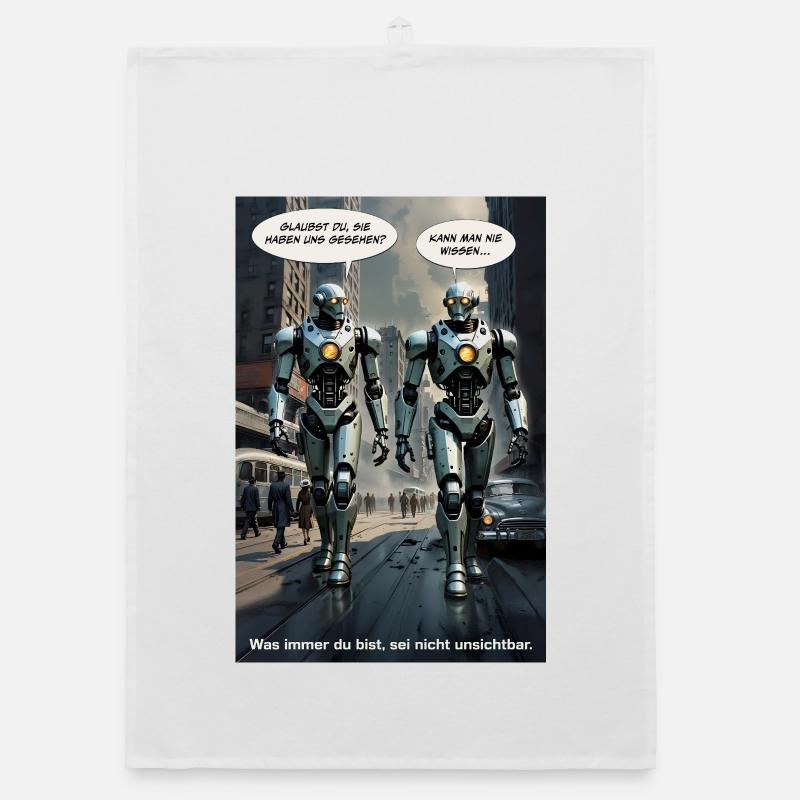 1950s Retro Sci-Fi – "Don't Be Invisible" - Organic dish towel - white