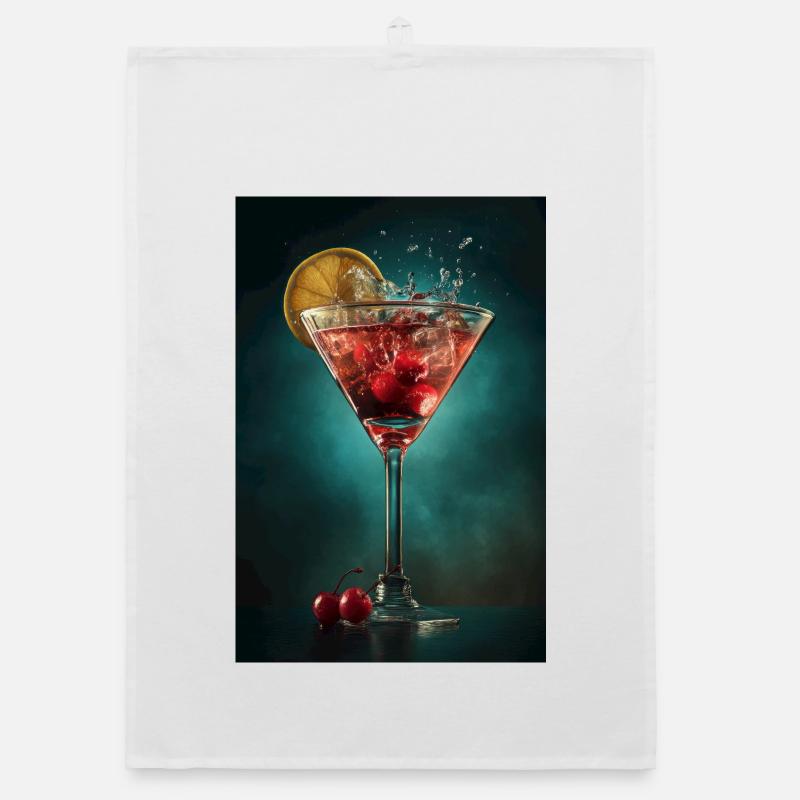 Purpurroter Kirsch-Martini-Spritzer Organic Geschirrtuch