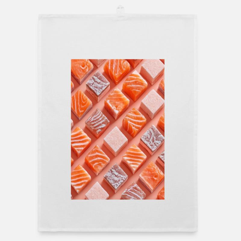 Lachs Tile Candy Grid Organic Geschirrtuch
