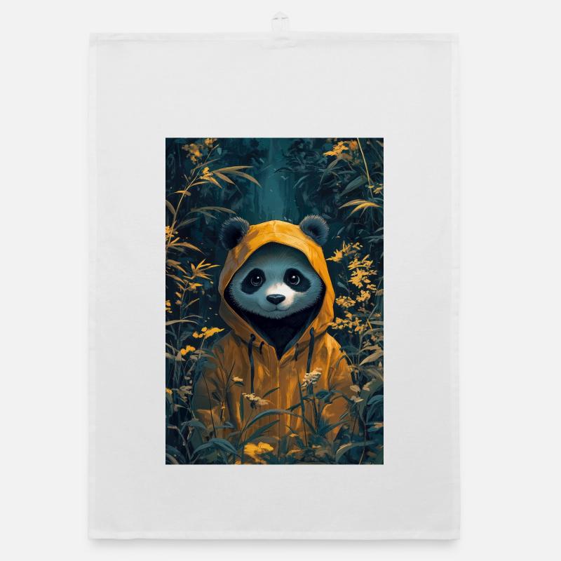 Illustration eines humanoiden Pandas Organic Geschirrtuch