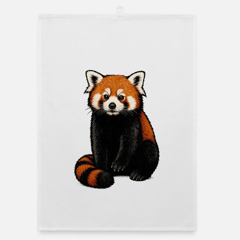 Red Panda Cuddle Illustration Organic dish towel