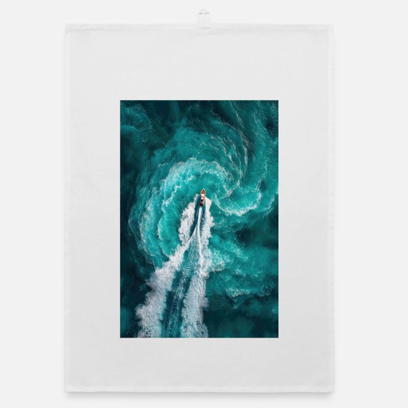 Spiral Ocean Wake Organic dish towel