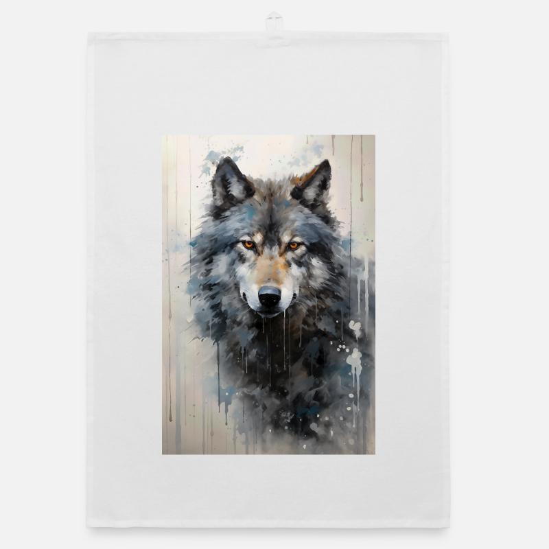 Illustration eines Wolfes Organic Geschirrtuch