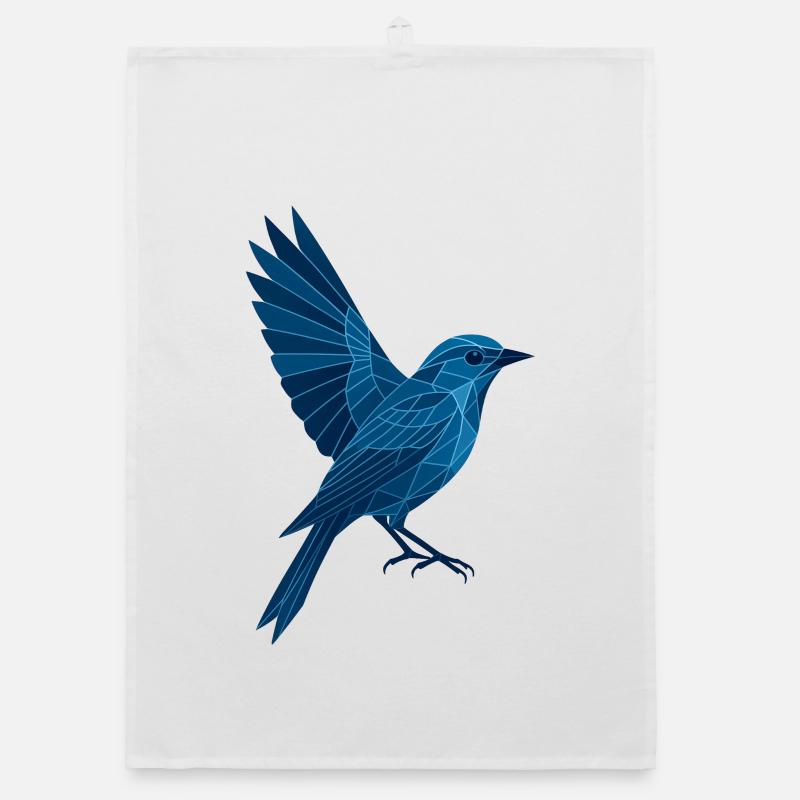 Geometric Blue Bird / Left Wing Organic dish towel