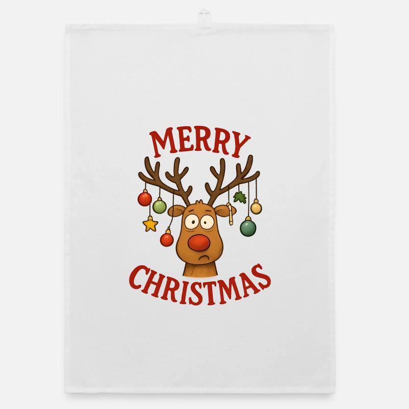 Cerf Rudolph Joyeux Noël doux Torchon bio