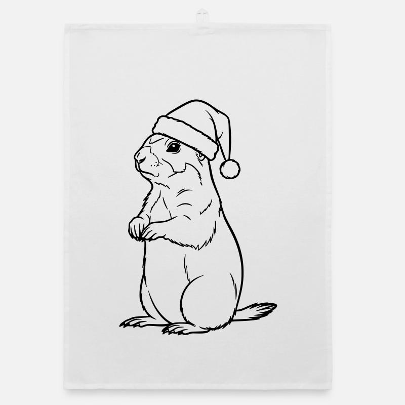 Weihnachts-Erdmännchen mit Mütze – Süßes Design Organic Geschirrtuch