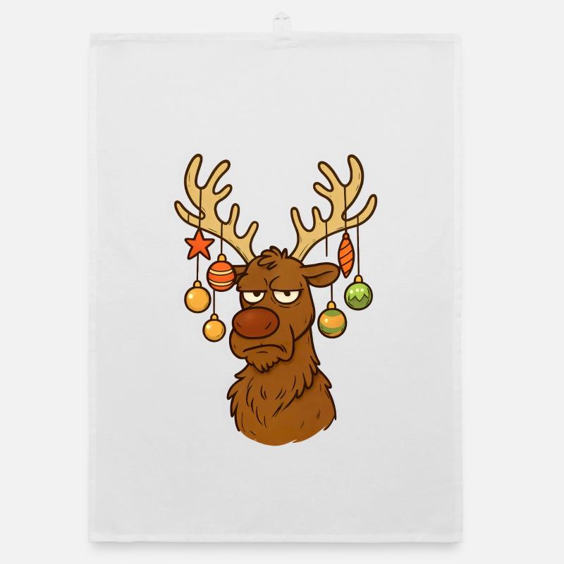 Grumpy Festive Reindeer Organic dish towel